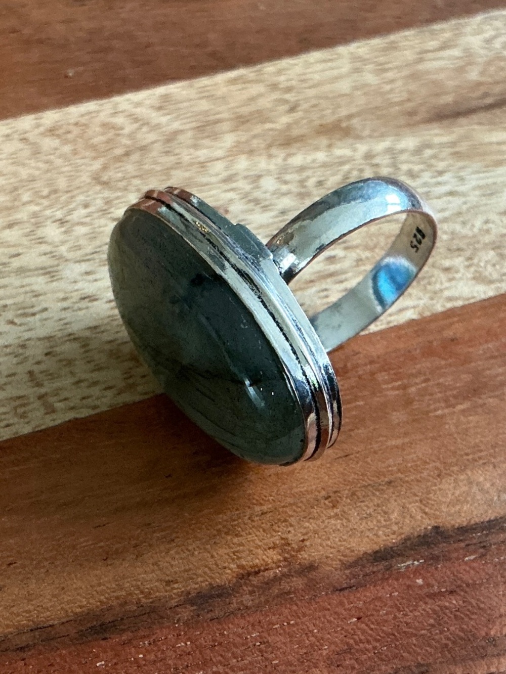 New Sterling Silver Blue Flash Labradorite Ring - Picture 13 of 14